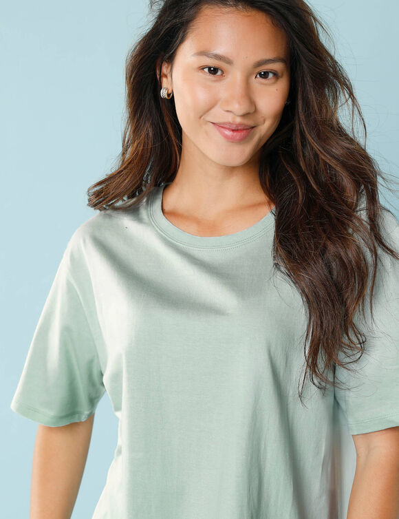 T-shirt manches courtes uni, Spécial Petites (vert grisé) T-shirt manches courtes uni, Spécial Petites (vert grisé)